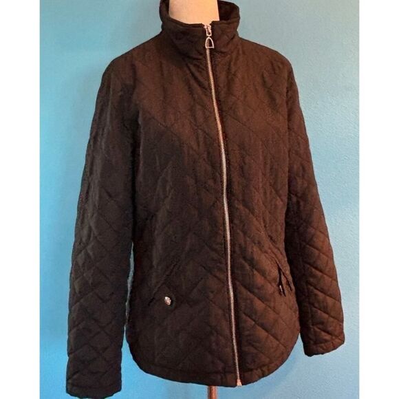 LRL Ralph Lauren Equestrian Lining Quilted Black Jacket Double Vent Small - Picture 9 of 12